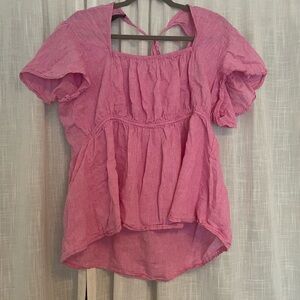 Lane Bryant Pink Linen Frock Shirt Size XL